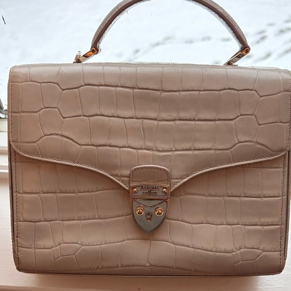 Aspinal of London Mayfair Handbag in Taupe Croc-Embossed leather - Picture 3 of 7